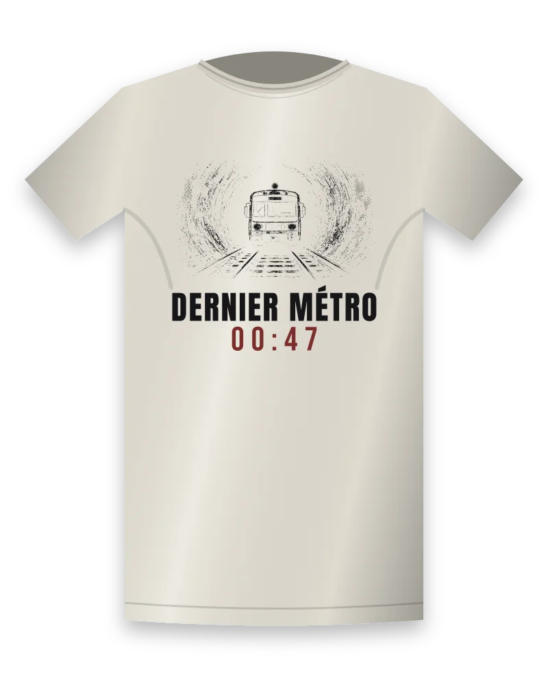 T-shirt écru avec le design « Dernier Métro 00:47 »