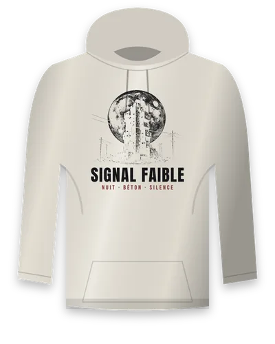 Hoodie écru avec le design Signal Faible