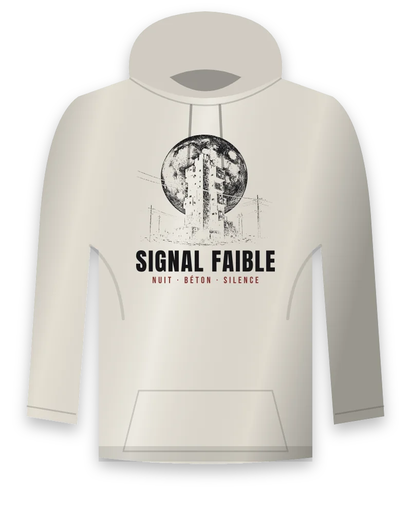 Hoodie écru avec le design « Signal Faible »